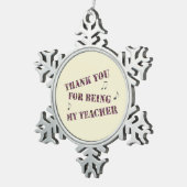 Vakantie Dank je muziekleraar waardering Tin Sneeuwvlok Ornament (Rechts)