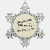 Vakantie Dank je muziekleraar waardering Tin Sneeuwvlok Ornament (Voorkant)