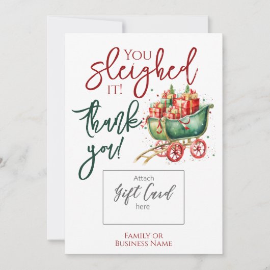 Vakantie Dank u Sleigh Cadeau Kaart Houder (Voorkant)