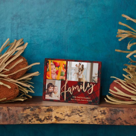 Vakantie Decor Rustiek Red Plaid Familiefoto Fotoplaat (Zijkant)