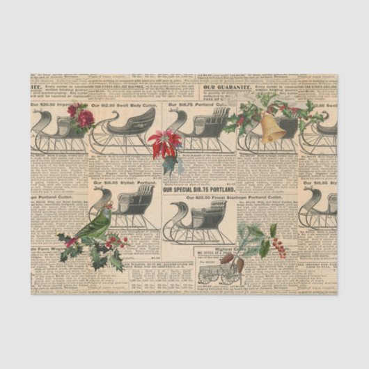  vakantie Decoupage Krantenblad Sled Tissuepapier (Voorkant)