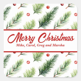 Vakantie dennen en bessen aangepaste kerst vierkante sticker