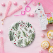 Vakantie dennen & rode bessen Woodland Design Papieren Bordje (Feest)