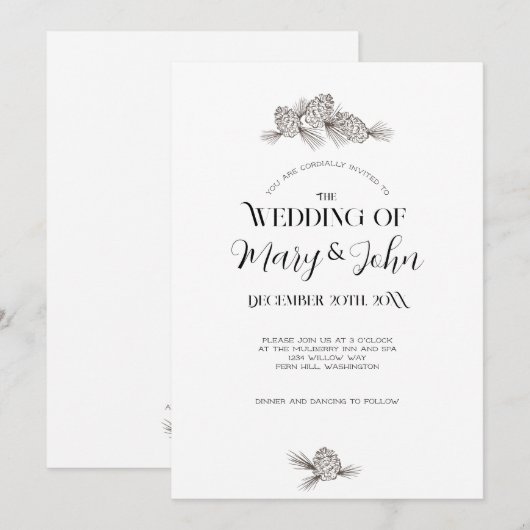 Vakantie dennenappel bruiloft uitnodiging (Voorkant / Achterkant)