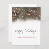 Vakantie die we hebben verplaatst, pine Tree Branc Aankondigingskaart (Voorkant / Achterkant)