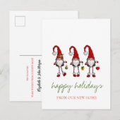 Vakantie die we hebben verplaatst, rode kabouters aankondigingskaart (Voorkant / Achterkant)