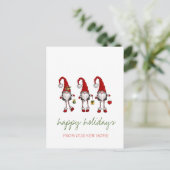 Vakantie die we hebben verplaatst, rode kabouters aankondigingskaart (Staand voorkant)