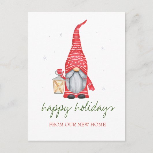 Vakantie die we hebben verplaatst, Schattige gnoom Aankondigingskaart (Voorkant)