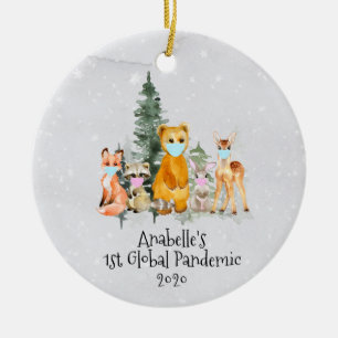 Vakantie Dier 1e Kerstmis Pandemie 2020 Keramisch Ornament