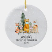 Vakantie Dier 1e Kerstmis Pandemie 2020 Keramisch Ornament (Achterkant)