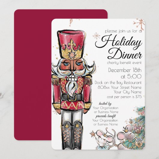 Vakantie Diner Charity Event Notenkraker Kerst Kaart (Voorkant / Achterkant)