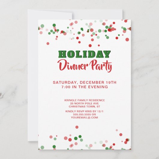 Vakantie Diner Uitnodiging Rood Groen Wit (Voorkant)