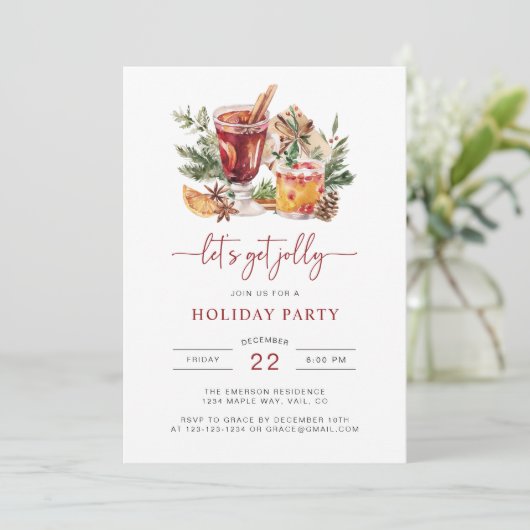 Vakantie Drink Kerst Feestuitnodigingen Kaart (Staand voorkant)