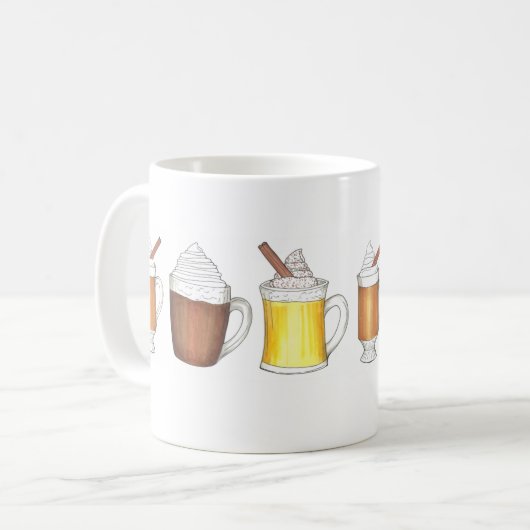 Vakantie Drinken Egg Nog Buttered Rum Hot Cacao Koffiemok (Voorkant links)