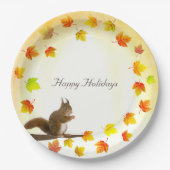 Vakantie Eekhoorn & Herfst bladeren Papieren Bordje (Voorkant)