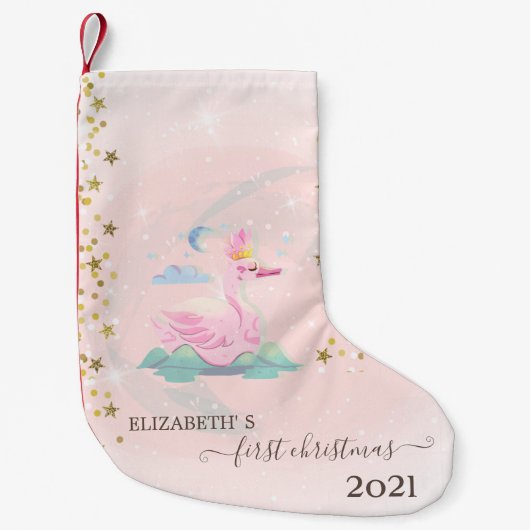 Vakantie eerste kerstdag Baby Swan Stars Kleine Kerstsok (Voorkant)