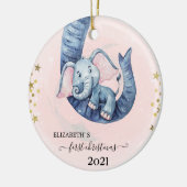 Vakantie eerste kerstfeest Baby olifant Keramisch Ornament (Links)