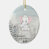 Vakantie eerste kerstmis Baby olifant Pine Tree Keramisch Ornament (Rechts)