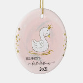 Vakantie eerste kerstmis Baby Swan Keramisch Ornament (Rechts)