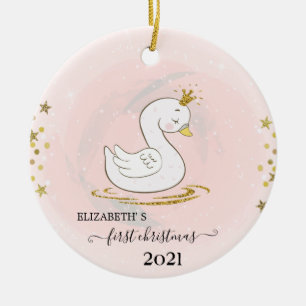 Vakantie eerste kerstmis Baby Swan Keramisch Ornament
