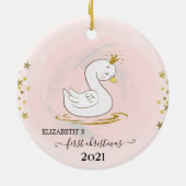 Vakantie eerste kerstmis Baby Swan Keramisch Ornament (Achterkant)