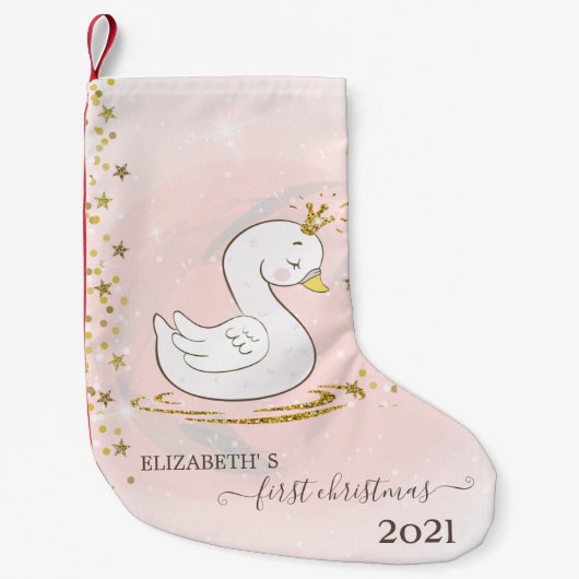 Vakantie eerste kerstmis Baby Swan Kleine Kerstsok (Voorkant)