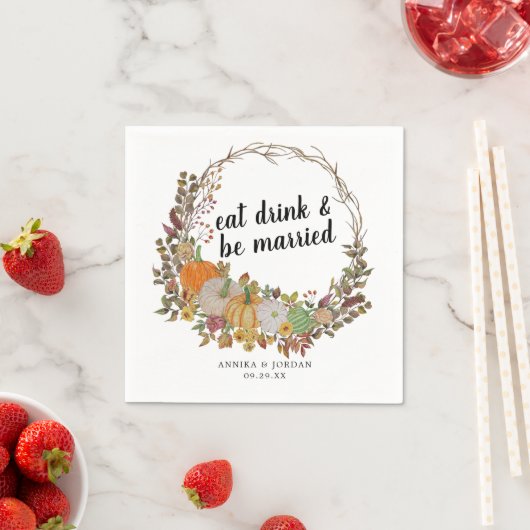 Vakantie Eet Drink en Getrouwd Thanksgiving Servet (Insitu)