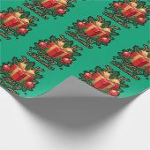 "Vakantie-elegantie: geschenken, bomen en rendierv Cadeaupapier (Hoek)