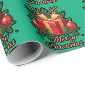 "Vakantie-elegantie: geschenken, bomen en rendierv Cadeaupapier (Rol Hoek)