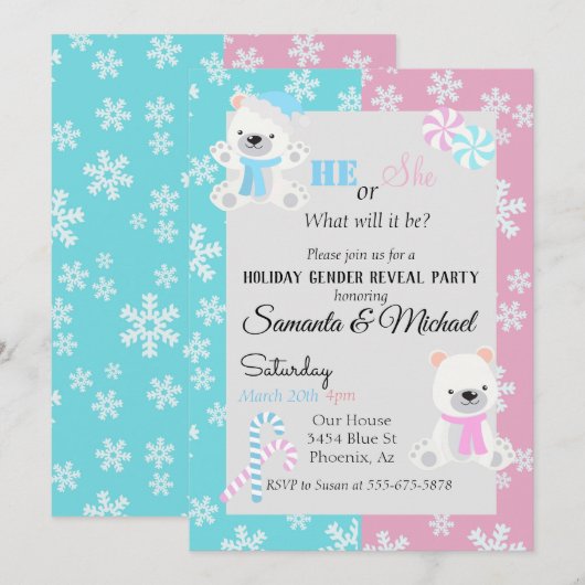 Vakantie en Baby van feestdag onthullen partijpoli Kaart (Voorkant / Achterkant)