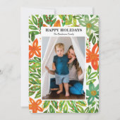 Vakantie en handbediende bloemen feestdagenkaart (Voorkant)