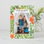 Vakantie en handbediende bloemen feestdagenkaart (Staand voorkant)