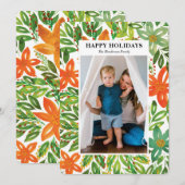 Vakantie en handbediende bloemen feestdagenkaart (Voorkant / Achterkant)