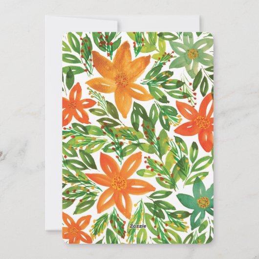 Vakantie en handbediende bloemen feestdagenkaart (Achterkant)