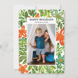 Vakantie en handbediende bloemen feestdagenkaart