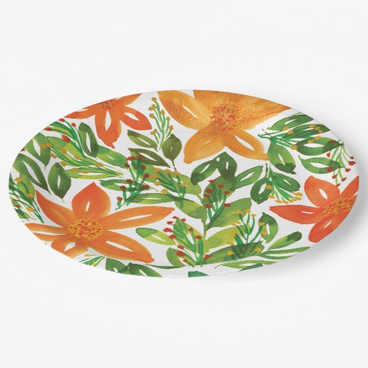 Vakantie en handbediende bloemen papieren bordje (Gekanteld)