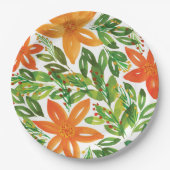 Vakantie en handbediende bloemen papieren bordje (Voorkant)