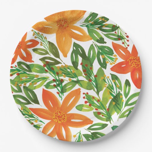 Vakantie en handbediende bloemen papieren bordje (Voorkant)