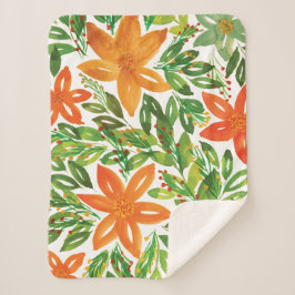 Vakantie en handbediende bloemen sherpa deken