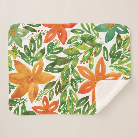 Vakantie en handbediende bloemen sherpa deken (Voorkant (horizontaal))