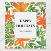 Vakantie en handbediende bloemen wijn etiket (Enkel label)