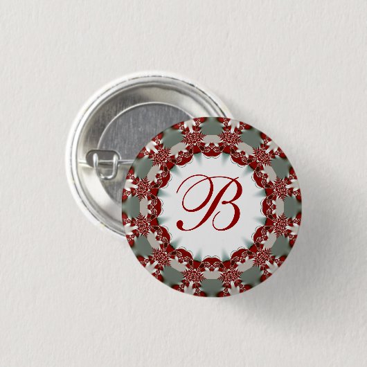 Vakantie en kerstviering Monogram Button (Voorkant /achterkant)