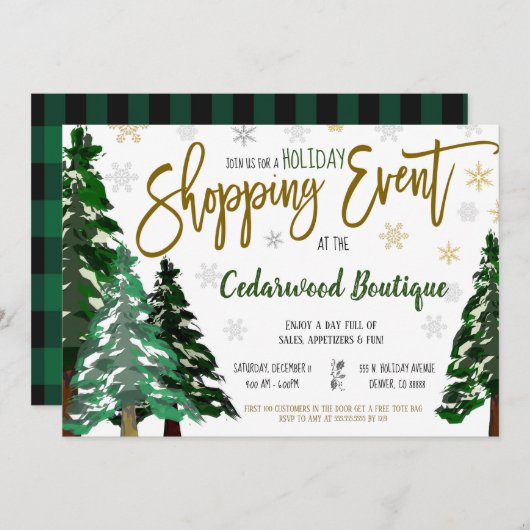 Vakantie en winkeluitnodiging kaart (Voorkant / Achterkant)