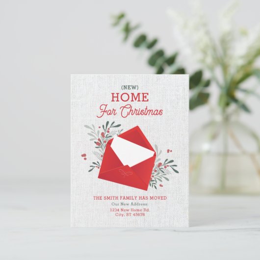 Vakantie Envelop Bloemen Nieuw Huis voor Kerstmis Kaart (Staand voorkant)