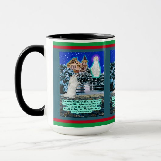 Vakantie Eskie en Engel Schrift Mattheüs 6:33 Mok (Links)