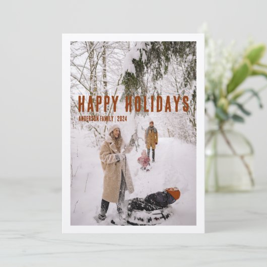 Vakantie familie ambacht papier rustieke kaart (Staand voorkant)