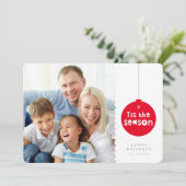 VAKANTIE FAMILIE foto feestelijke kerst bauble roo Feestdagenkaart (Staand voorkant)