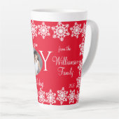 Vakantie familie foto JOY witte sneeuwvlok Mok H (Rechterhoek)