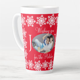 Vakantie familie foto JOY witte sneeuwvlok Mok H