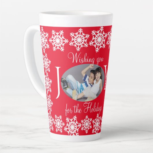 Vakantie familie foto JOY witte sneeuwvlok Mok H (Linkerhoek)